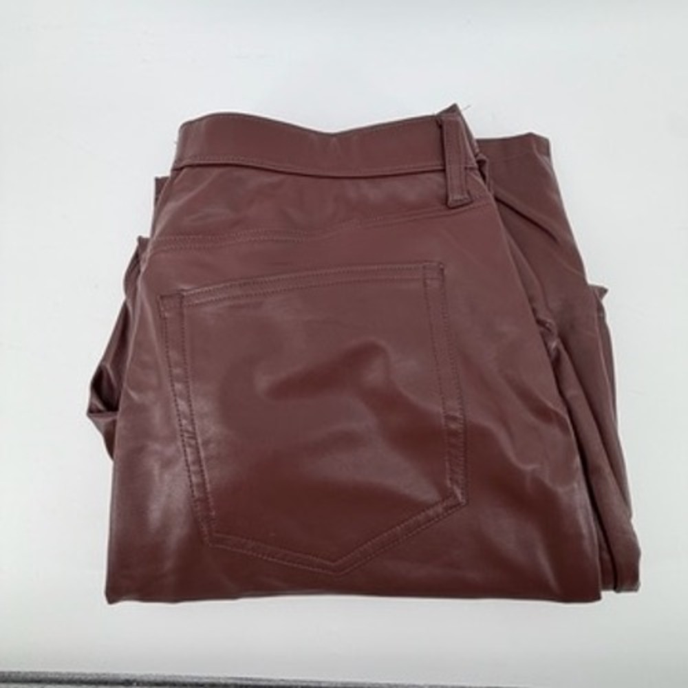 Abercrombie & Fitch Curve Love The 90s Straight Ultra High Rise Burgundy Leather